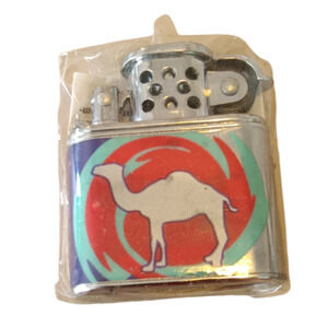 Vintage‎ Camel Cigarettes Antique Promotional Lighter Flip Top Blue Red Swirl